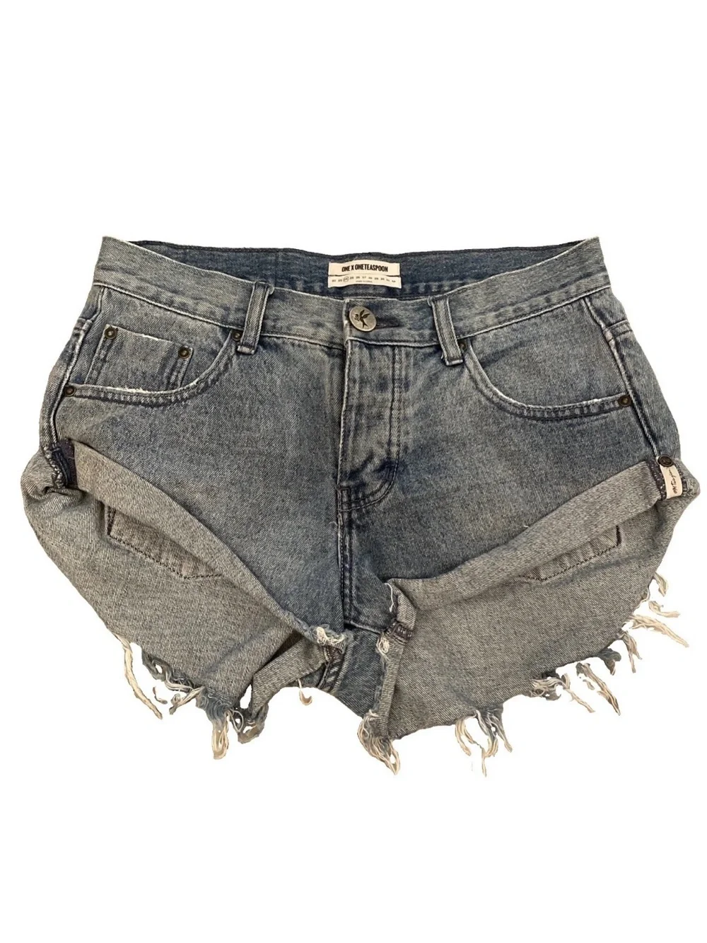 One Teaspoon SZ 24 Bandits Relaxed Fit Long Rise Shadow Pocket Jean Denim Shorts